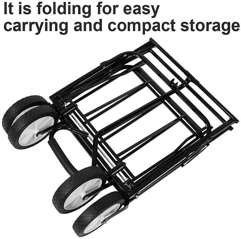 Handcart, Garden Trolley Foldable Cart Heavy Duty Festival Trolley Pull Wagon Truck Transport Cart with Brake Wheels,60 Kg /132 Pounds Capacity/F:Burst