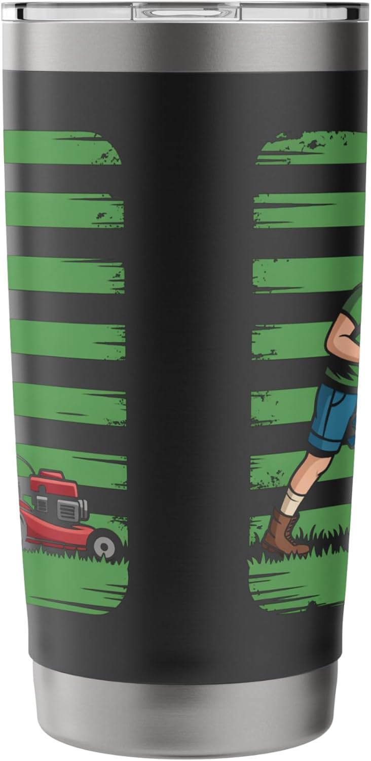 American Flag Lawn Mower Gardening Patriotic Dude Stainless Steel Insulated Tumbler