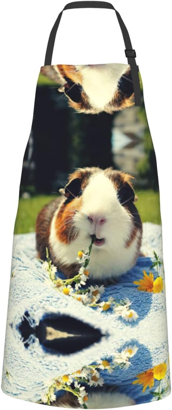 Guinea Pig Print 28x33 In Adult Kitchen Apron with Pockets Versatile Chef Smock for Cooking Baking