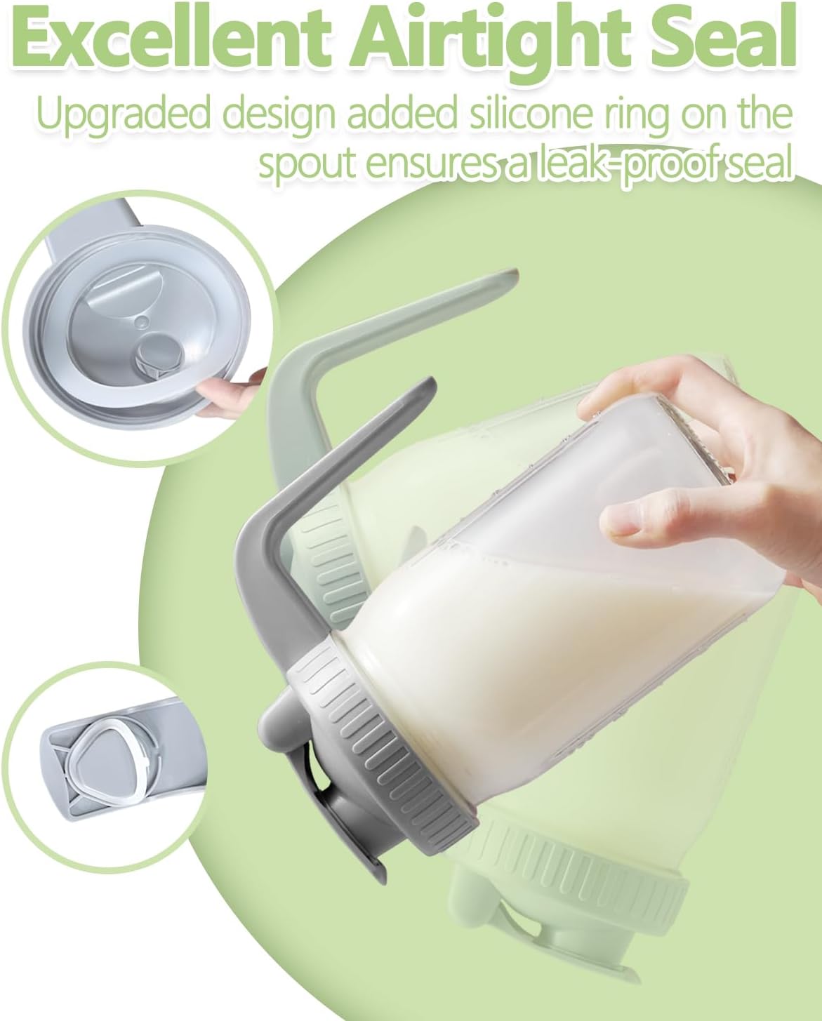 32oz Glass Pitcher with Lid & V-shaped Pour Spout - 1 Quart Breastmilk