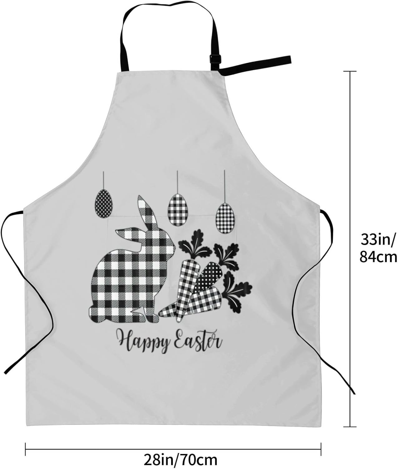 Happy Easter Print 28x33 In Adult Kitchen Apron with Pockets Versatile Chef Smock for Cooking Baking