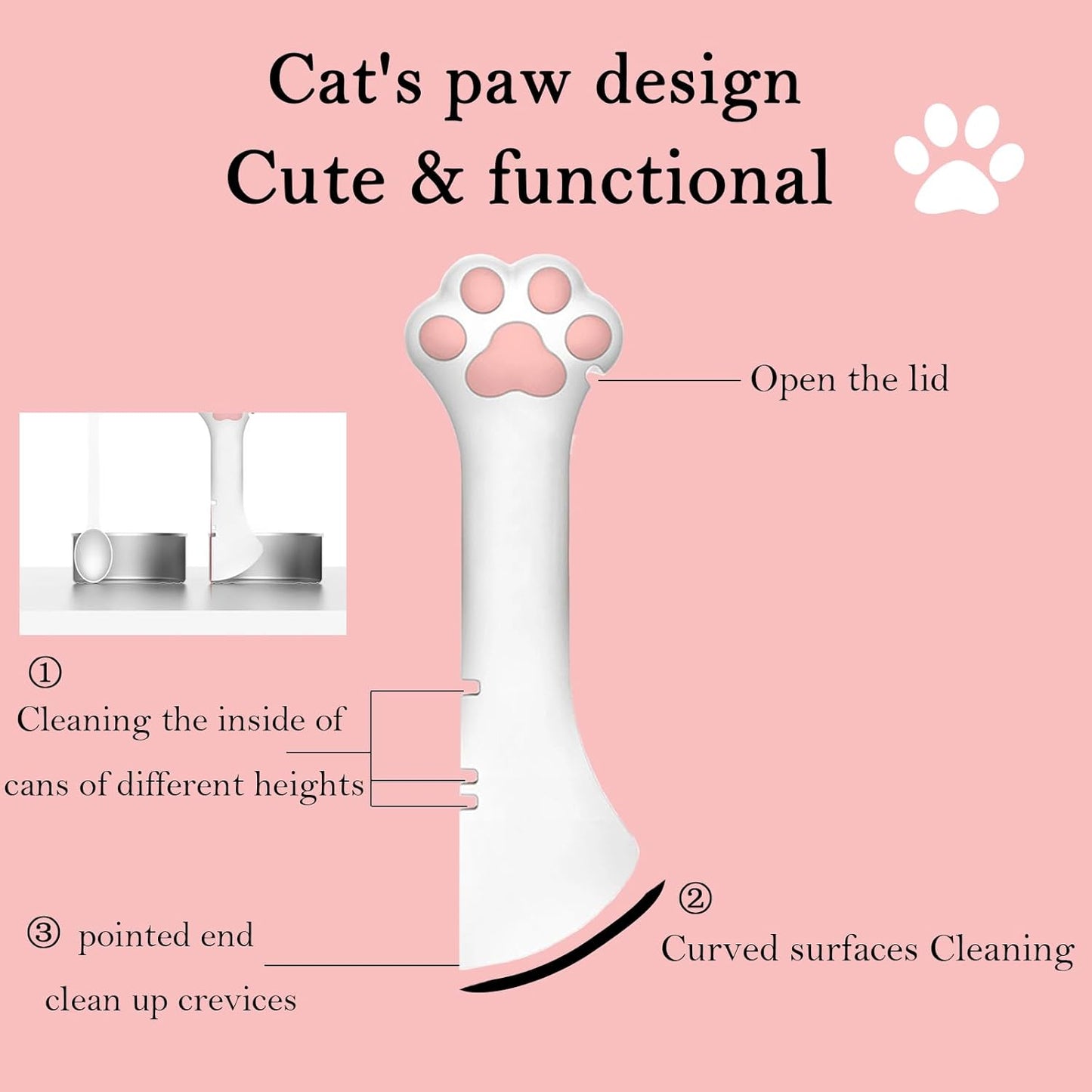 3 Pcs Pet Food Can Lids & One Can Spoon | Cute Paw Shape Opener Spatul