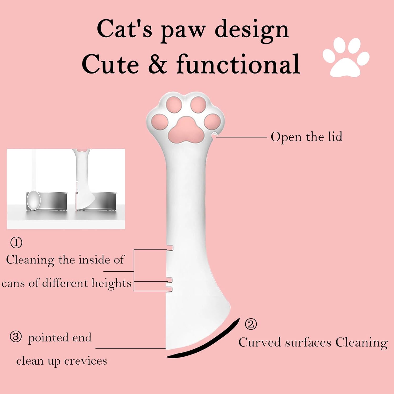 3 Pcs Pet Food Can Lids & One Can Spoon | Cute Paw Shape Opener Spatul