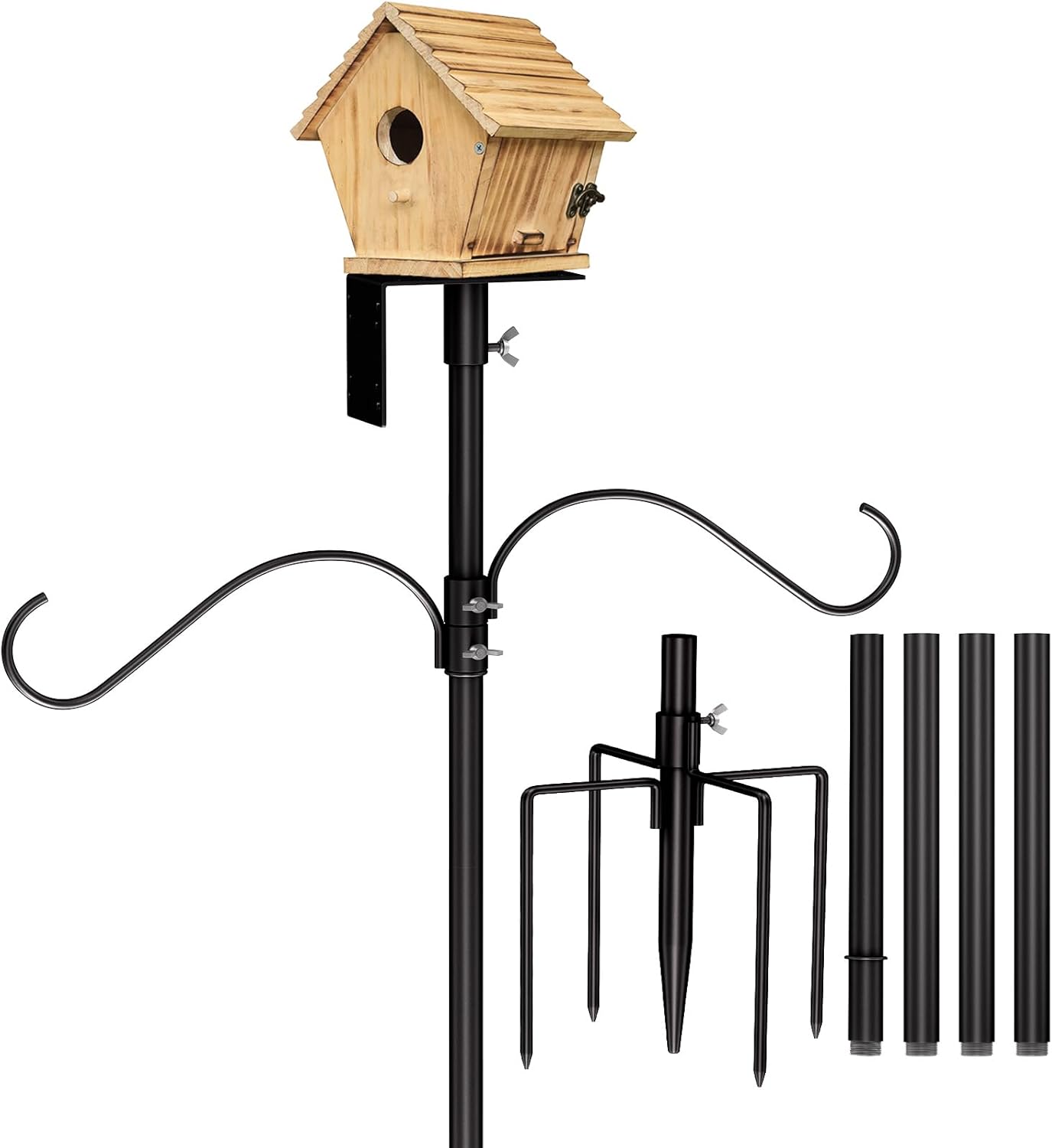 Bird House Pole Kit 80inch - Universal Metal Bird Feeders Pole Mount S