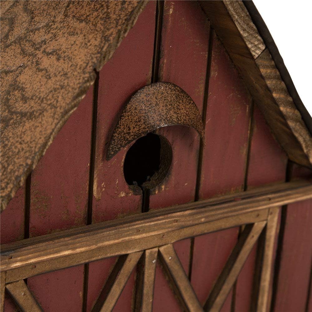 Glitzhome Bird Houses for Outdoors, 20.67" H Rustic Wooden Bird House Barn Design Hand Painted Birdhouse Extra-Large Bird Houses for Outsides
