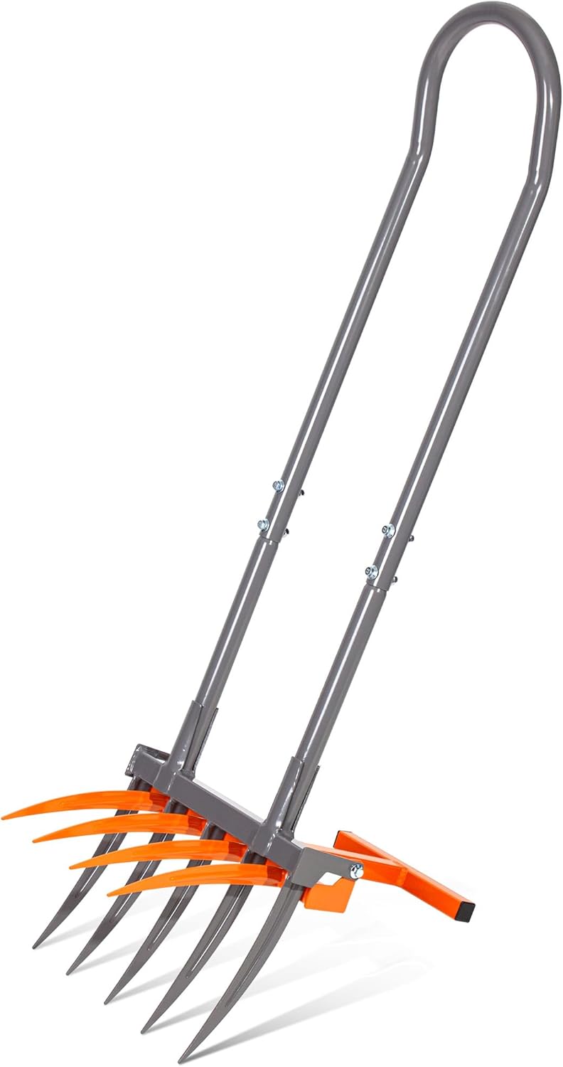 Walensee Broad Fork Garden Tool, 9 Tines Heavy Duty Broadfork Hand Til