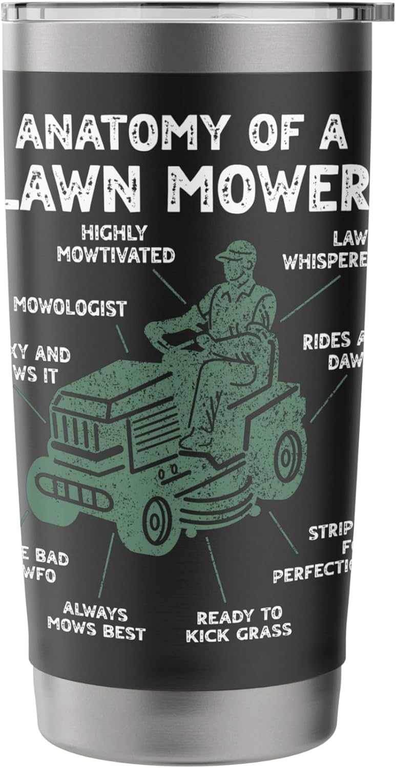Anatomy of a Lawn Mower Retro Mowing Lawn Men Dad Stainless Steel Insulated Tumbler