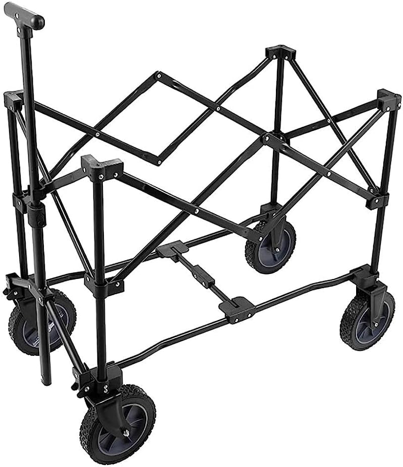 Handcart, Folding Portable Trolley Cart Shopping Cart Heavy Duty Wagon, Cargo Carry Trolley with 4 Wheel for Outdoor/Camping/Fishing/Mall - 100Kg