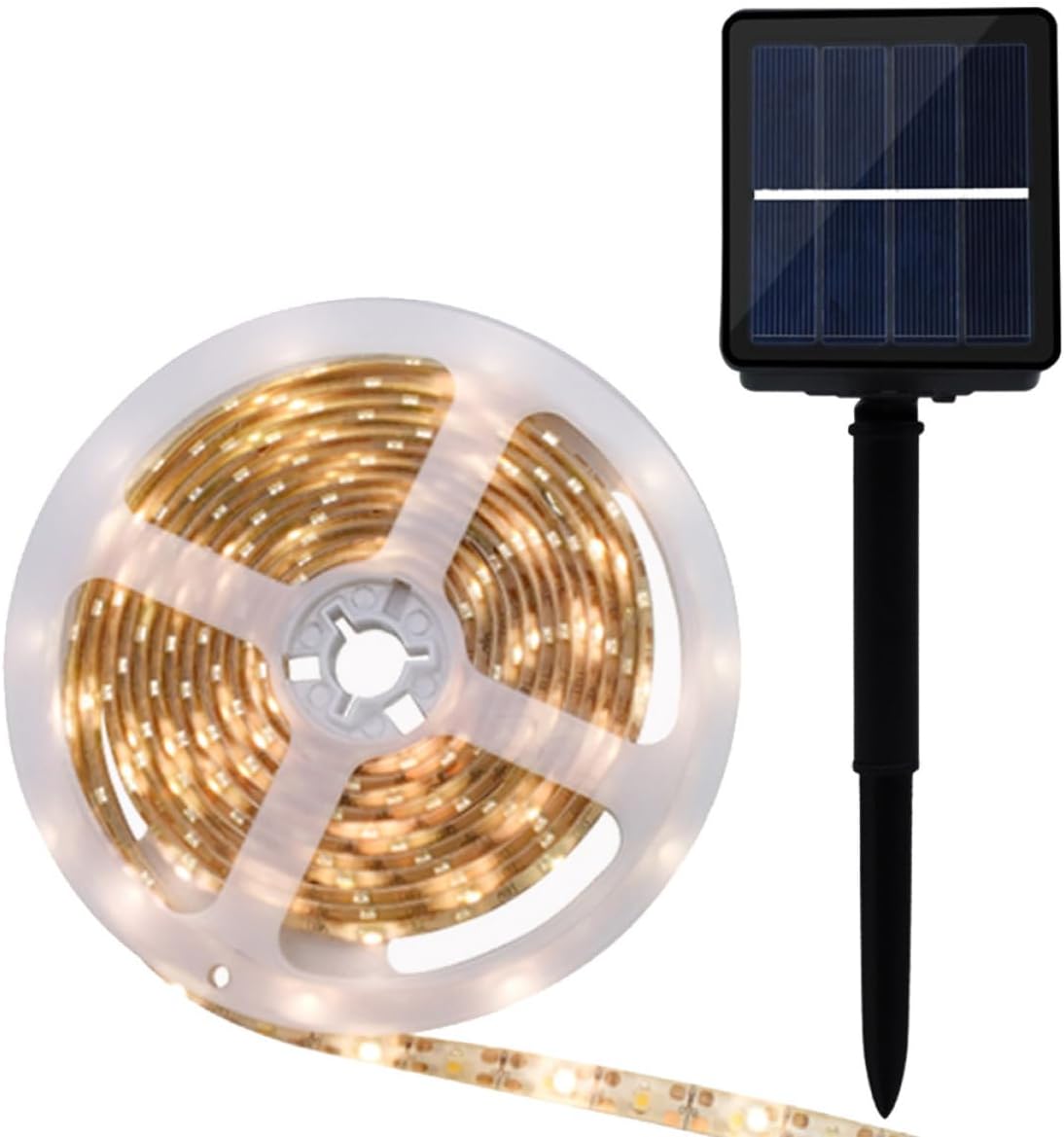 Solar Tape Lights Outdoor LED Strip Warm White 3500k Solar Powered Garden Lawn Lighting for Patio Porch Yard Decoration