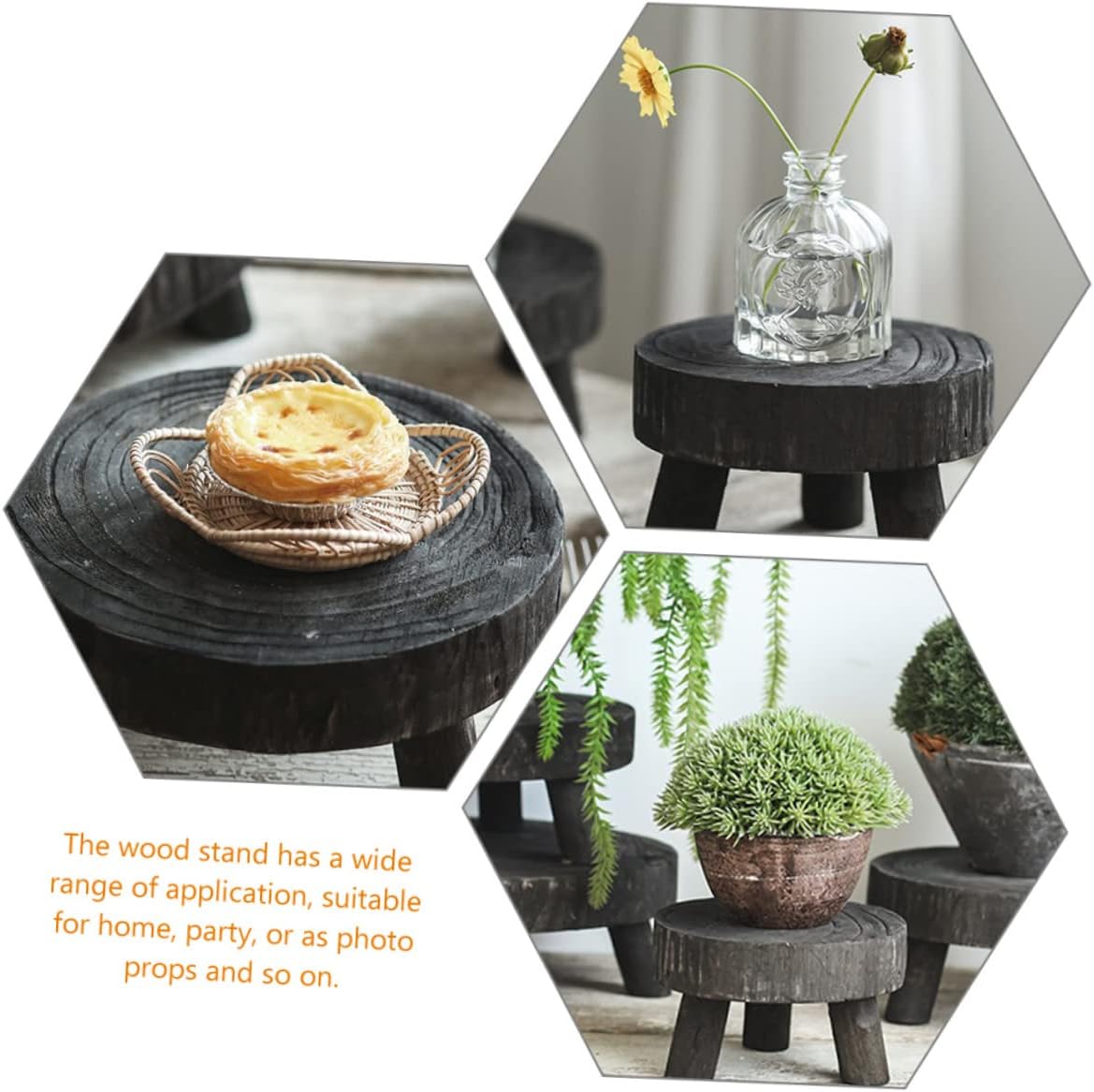 ERINGOGO Indoor Plant Stand Solid Wood Round Riser Perfect for Displaying Flowers Food and Decorations