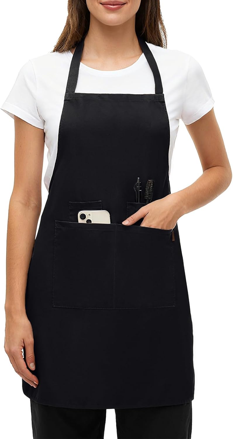 BOHARERS Chef Apron - Heavy 9.17oz Canvas Work Apron with 4 Pockets fo
