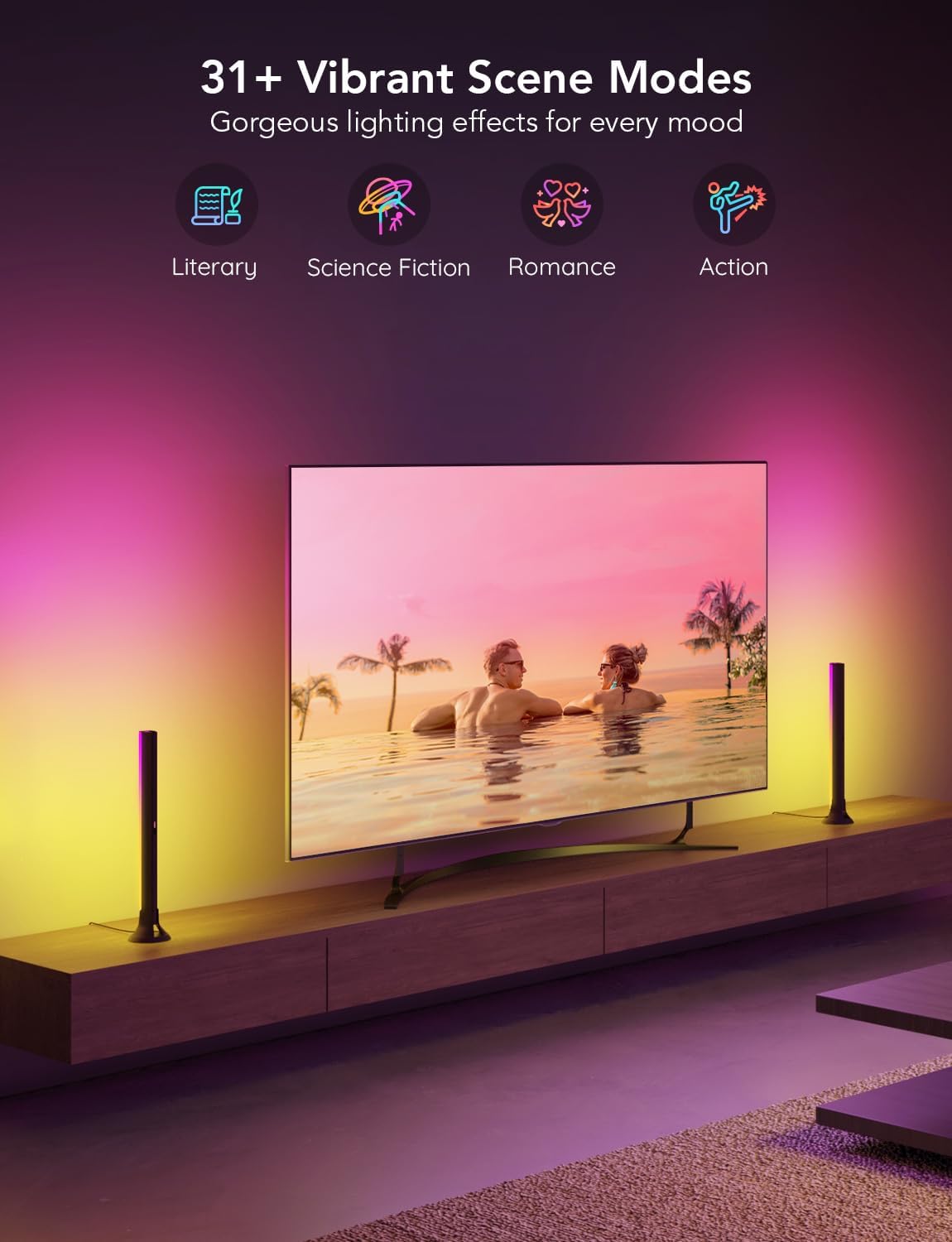 Govee RGBIC Light Bars, 15 Inches WiFi TV Backlight Suitable for 45-70