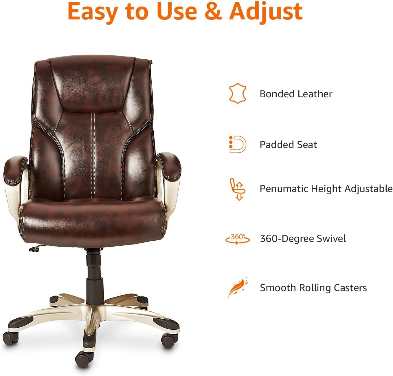 Amazon Basics Executive High Back Office Chair, Adjustable Height, Til