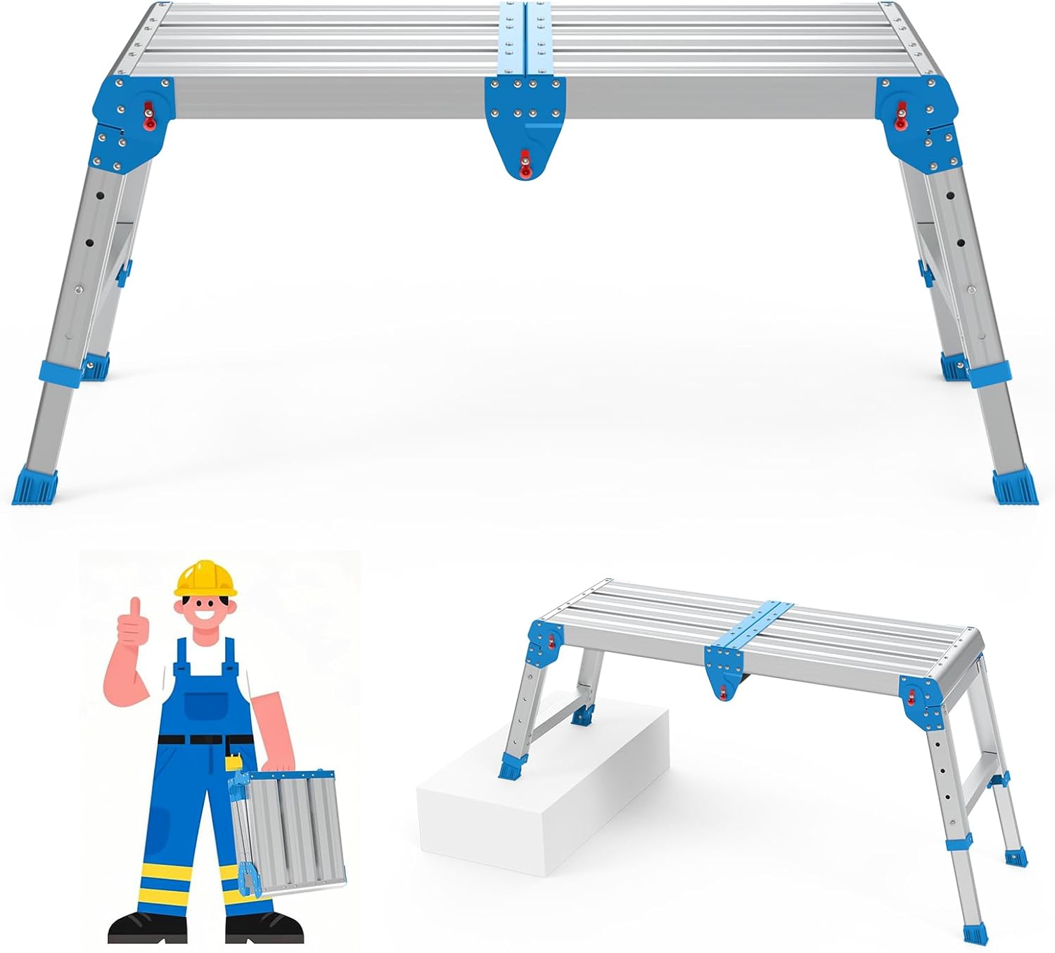 Work Platform 500 Lbs, Folding Step Stool with One-Touch Automatic Fol