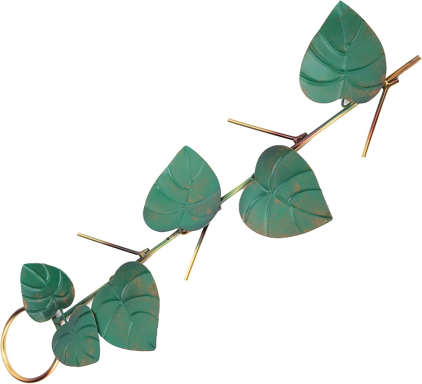 Pilipane Bird Feeder Metal Hummingbird Feeder Outdoor Hanging Type with Anti Coating for Garden Yard Decoration Green Leaves Design 45cm Length
