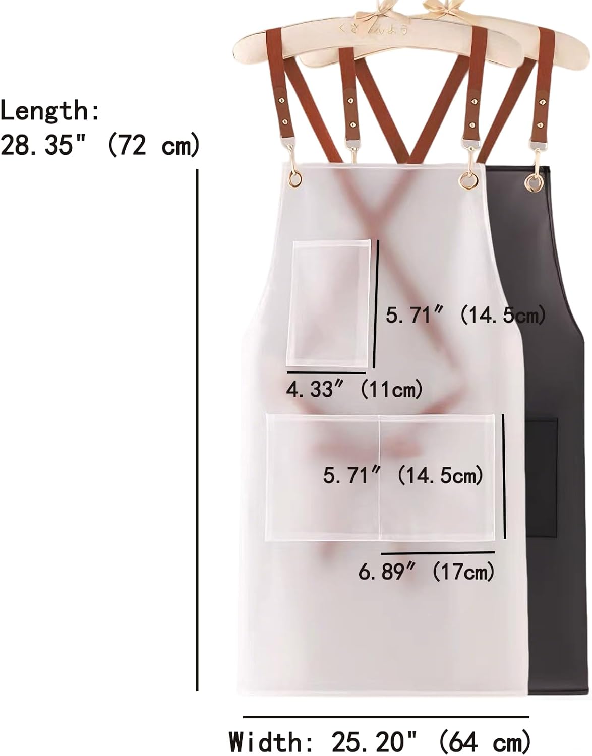 2 Pack Waterproof Translucent Apron with Large Pockets,Cross Back Apro