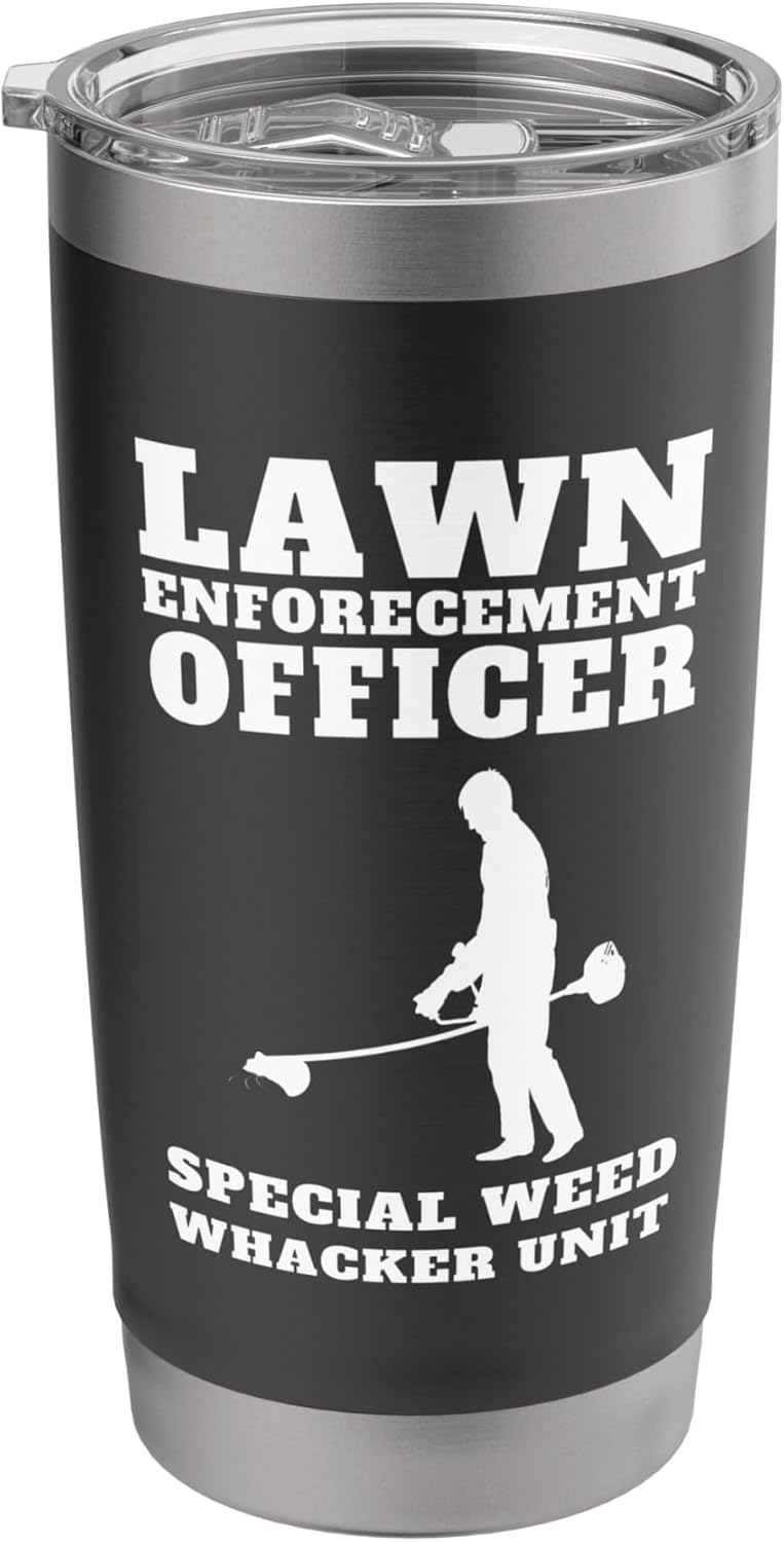 Funny Lawn Care officer weed whacker unit Men's Graphic Tee Stainless Steel Insulated Tumbler