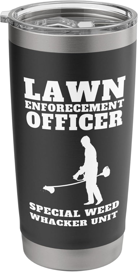 Funny Lawn Care officer weed whacker unit Men's Graphic Tee Stainless Steel Insulated Tumbler