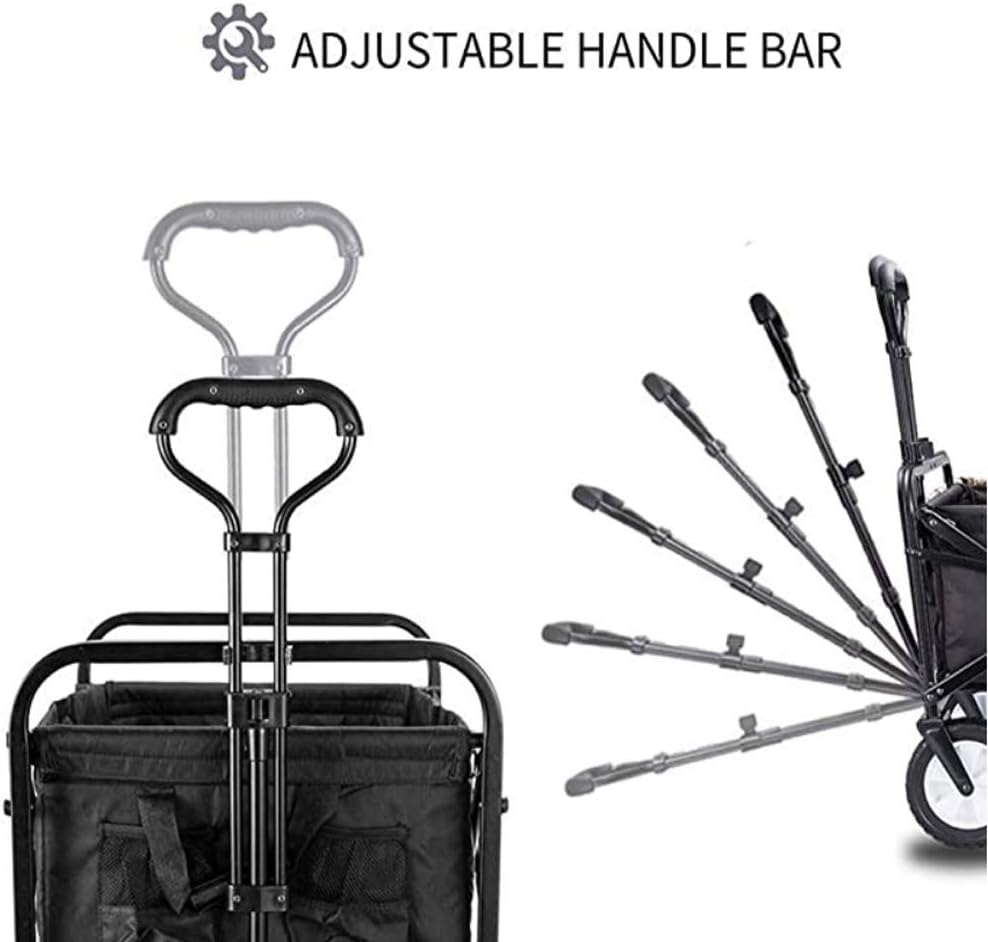 Foldable Pull Wagon Transport Cart,4 Wheeled Collapsible Festival Trolley,Folding Camping Cart with Lining,90Kg Capacity Shopping