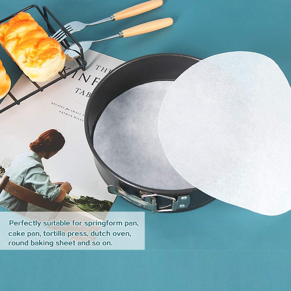 8 Inch Parchment Paper Rounds, Set of 100, Non Stick Baking Parchment 