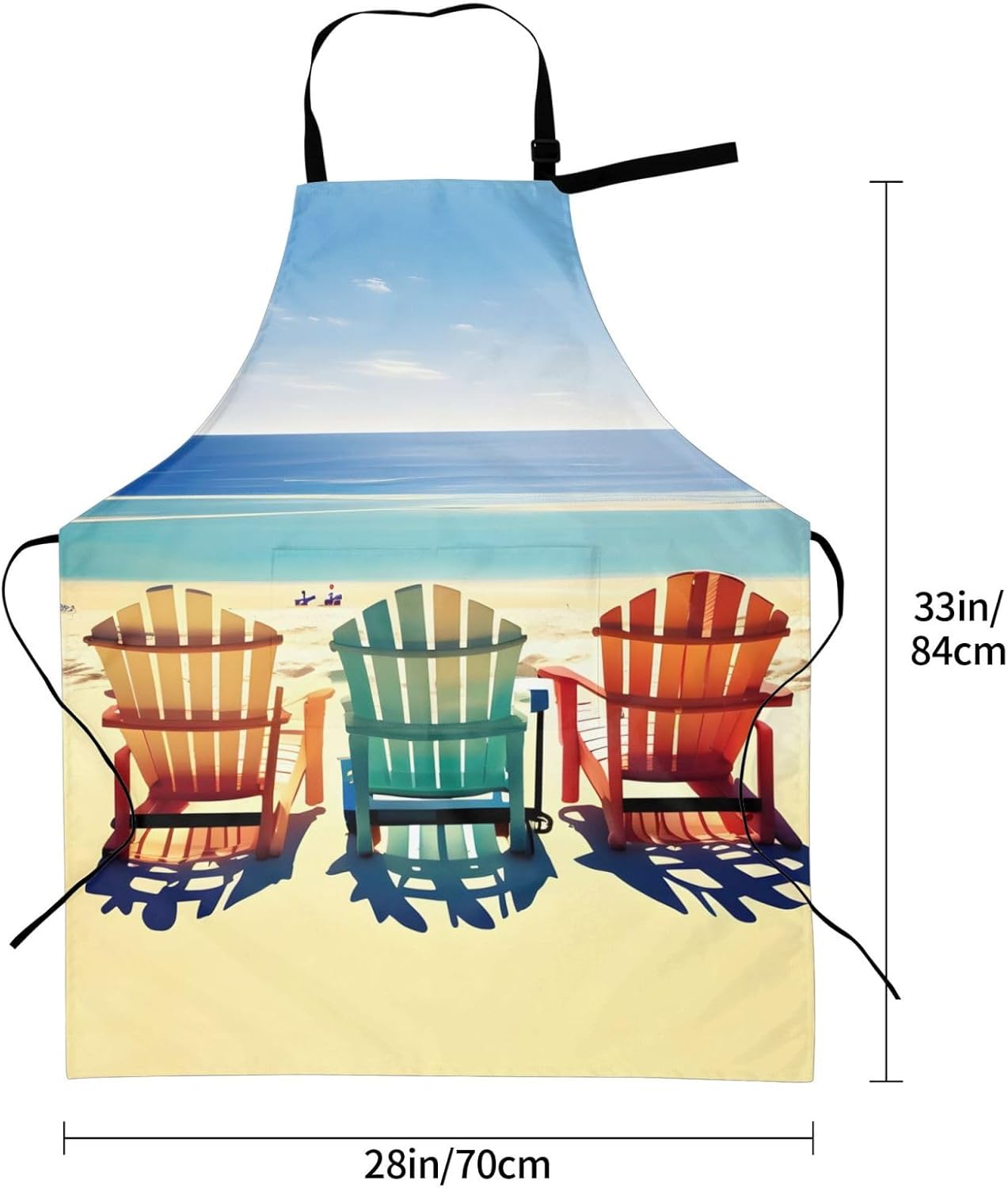 beach scene with chairs Print Laundry apron 28x33 In Waterproof Kitche