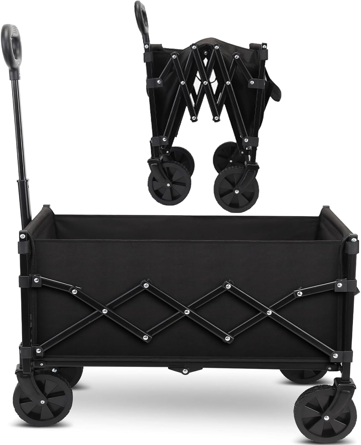 Folding Trolley Rolling Cart with All-Terrain Wheels and Telescoping Handle for Baggage Hauling and Shopping and Outdoor Sports 200LBS and 70L Load Capacity