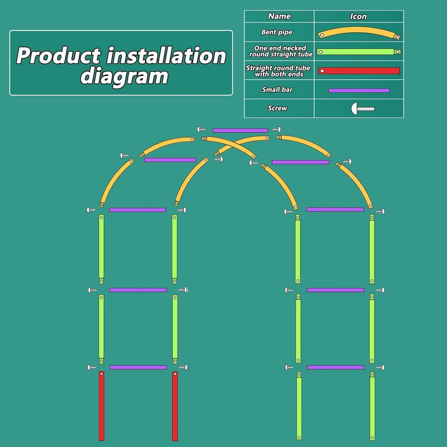 Metal Garden Arch - Elegant Floral Archway for Wedding & Climbing Vines, Durable Trellis for Outdoor Plants, Green Color, 240x220x25cm, Perfect for Garden Decoration