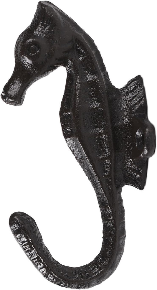 BRASSTAR Cast Iron Seahorse Shape Wall Hooks Coat Rack Hangers Rustic 