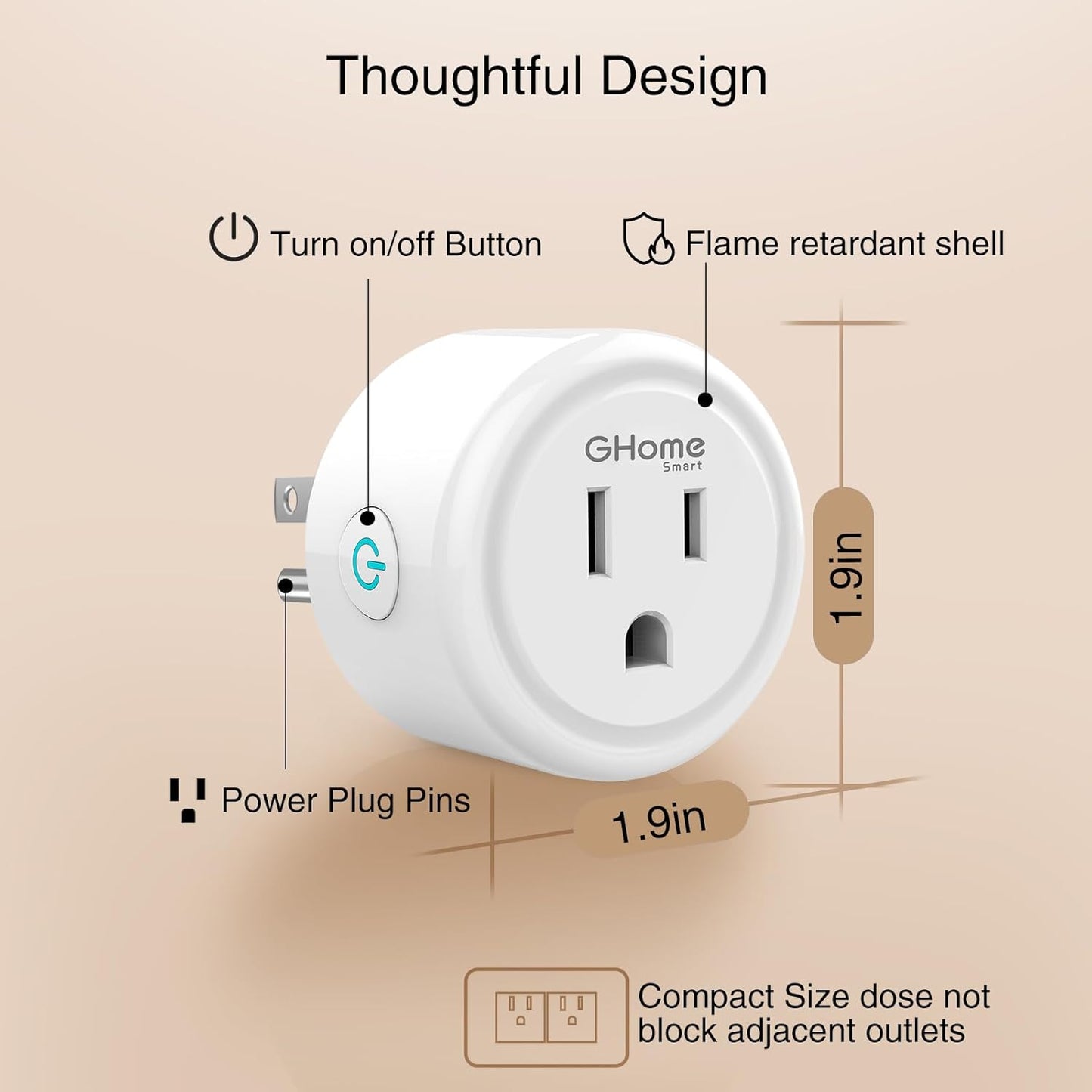 GHome Smart Plug, WiFi Smart Plugs Work with Alexa and Google Home, Sm