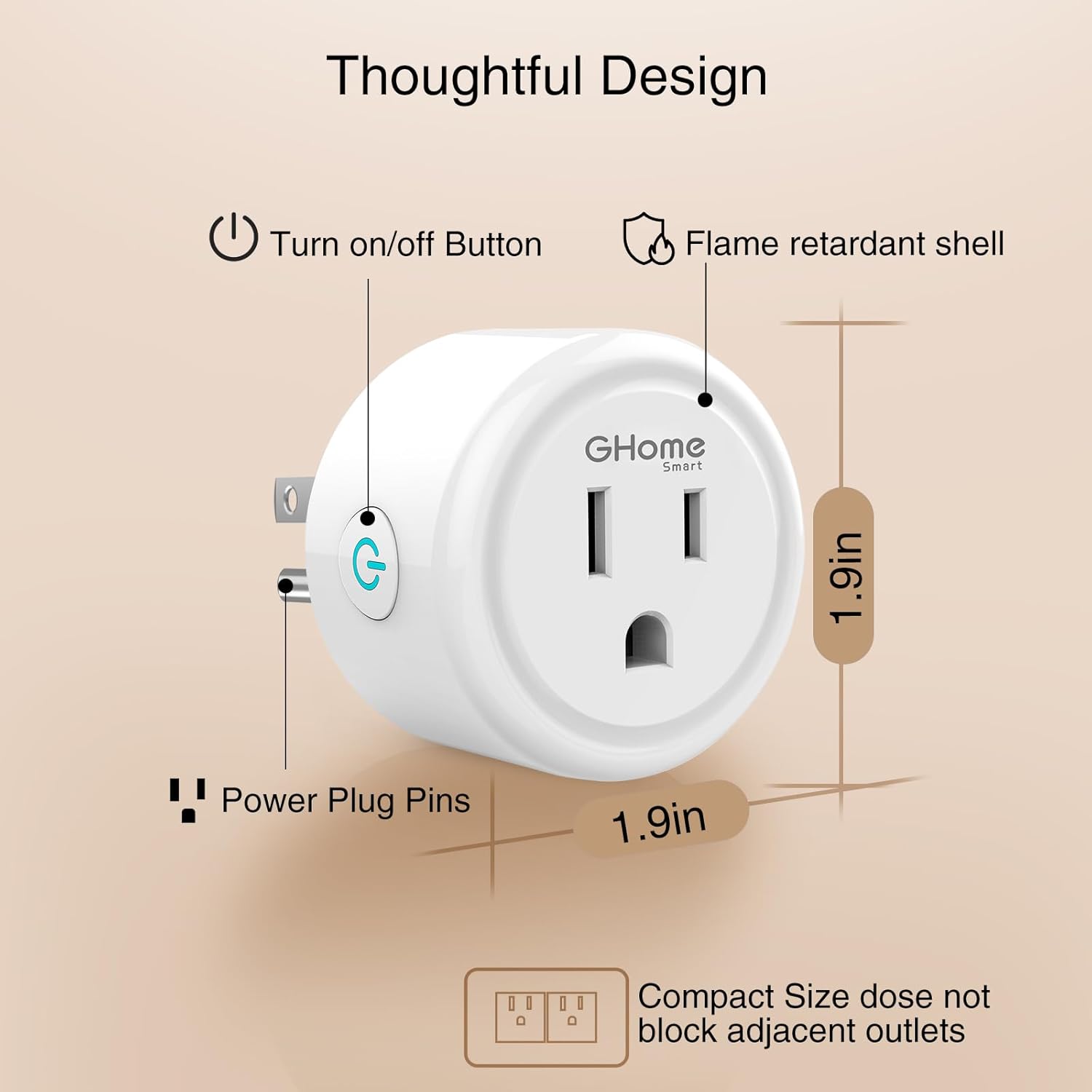 GHome Smart Plug, WiFi Smart Plugs Work with Alexa and Google Home, Sm