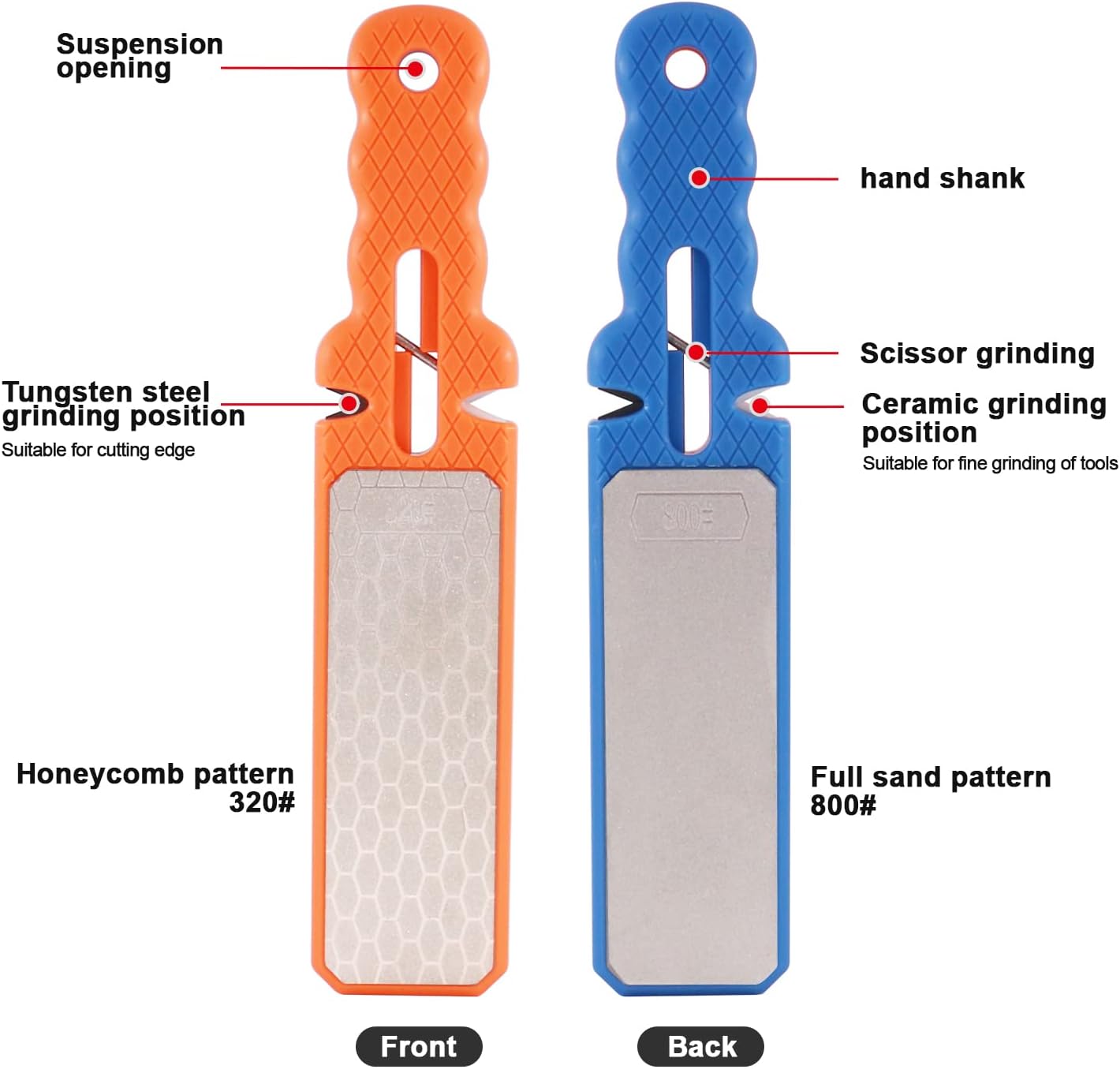 Diamond Sharpening Stone，Double-Side Diamond Knife Sharpening Stone #320/800 for Kitchen Knives Scissors Garden Tools
