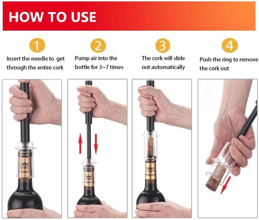 Air Pressure Pump Bottle Opener With Foil Cutter,Aerator Pourer,Vacuum