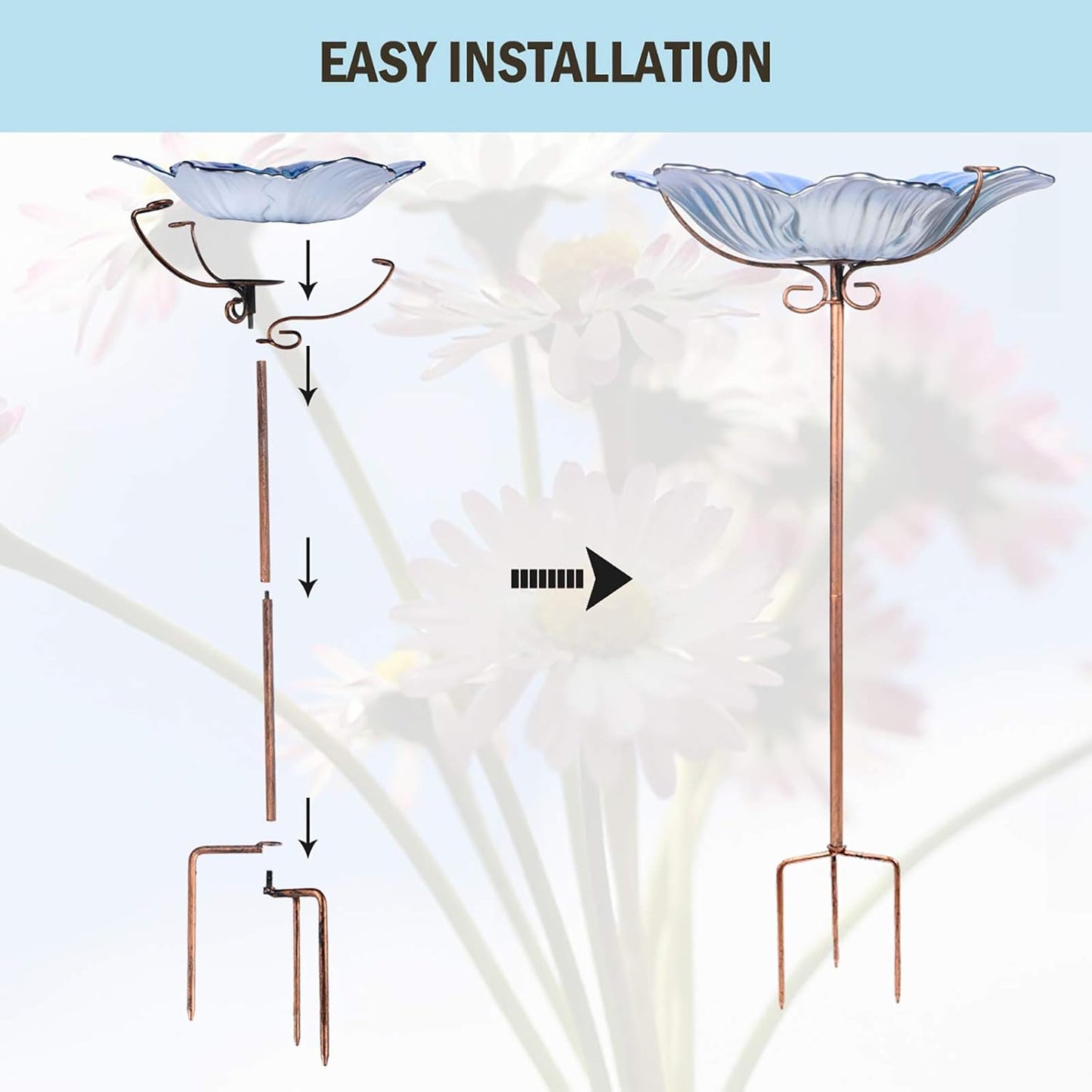 MUMTOP Bird Baths for Outdoors Glass Bird Bath Bowl Outdoor Bird Feede