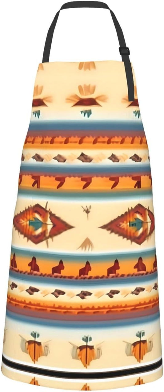 Native American print Waterproof apron with pocket adjustable cooking apron for adult kitchen bibs to bake