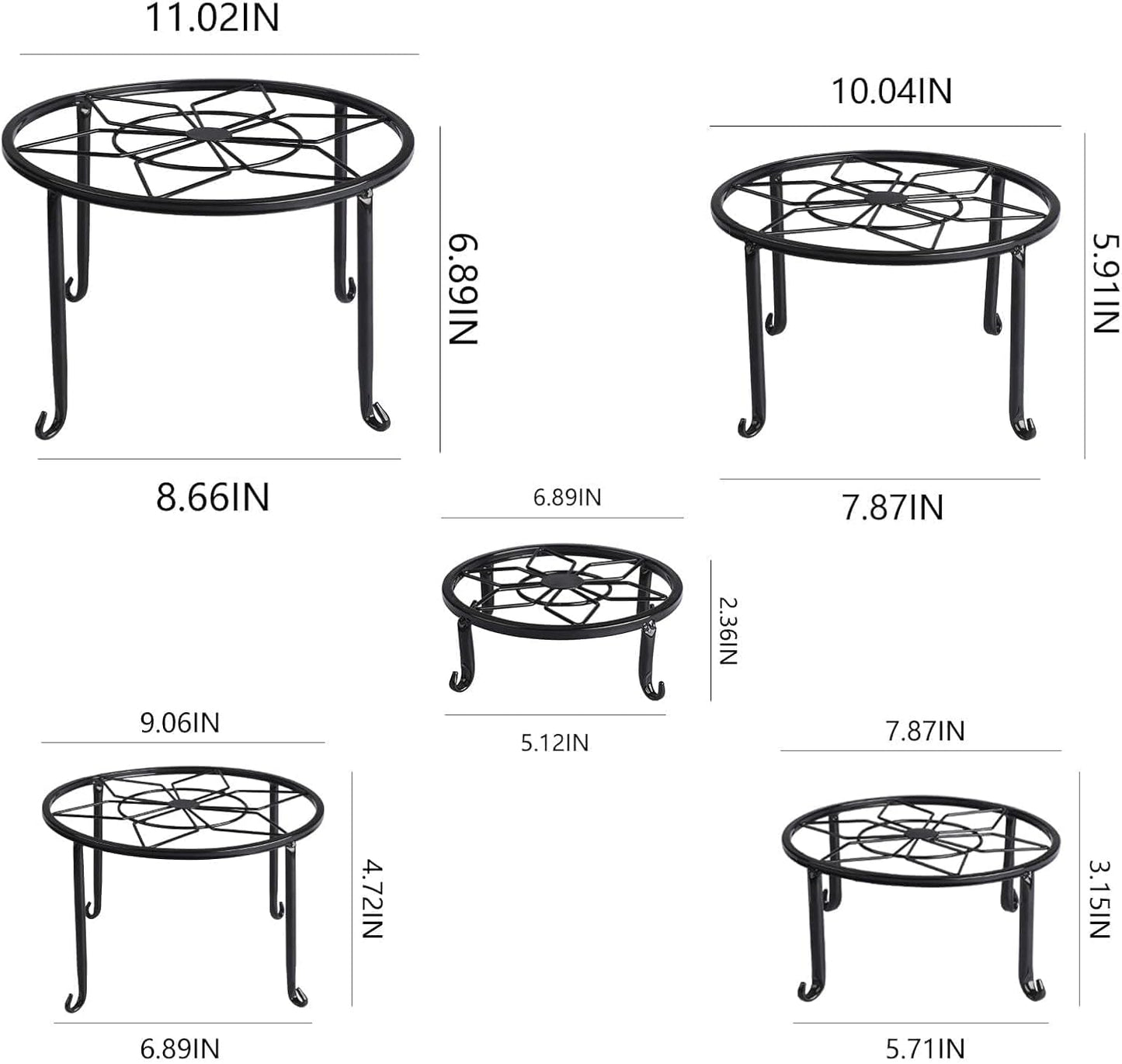 5 Pack Metal Plant Stands,Heavy Duty Potted Holder for Flower Pot,Indo