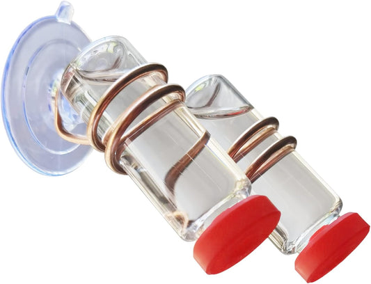 Window Hummingbird Feeder Home Decorations Copper Water Feeder with Horizontal Glass Bottles Suction Cups 2Pcs