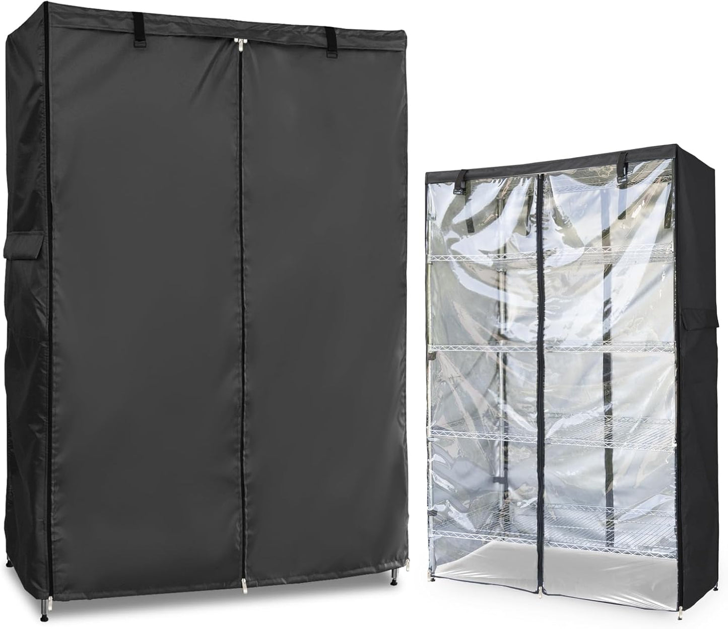 Waterproof Shelf Cover,Outdoor 600D Heavy Duty Dustproof Storage Shelves Cover,36''x18''x62'' Shelf Covers for Wire Shelving with Zippers,Storage Rack Covers with Clear Front