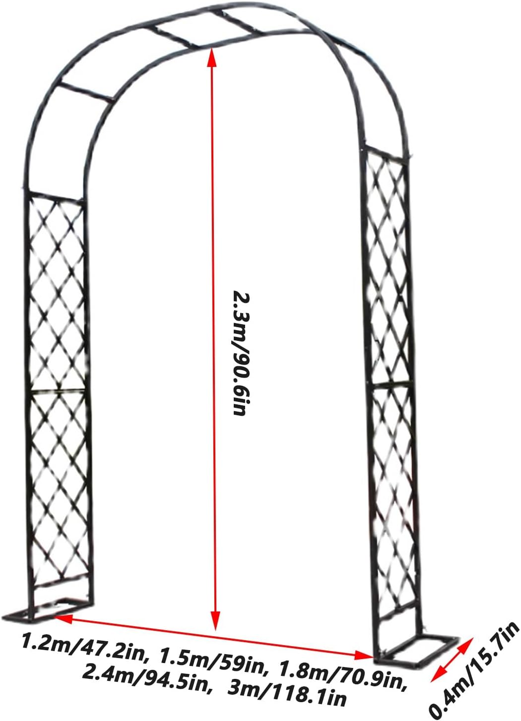 Durable Metal Rose Arch Trellis for Climbing Plants, Weather-Resistant Garden Archway, Decorative Outdoor Structure for Lawn and Garden (Black, 1.5x2.3x0.4m)