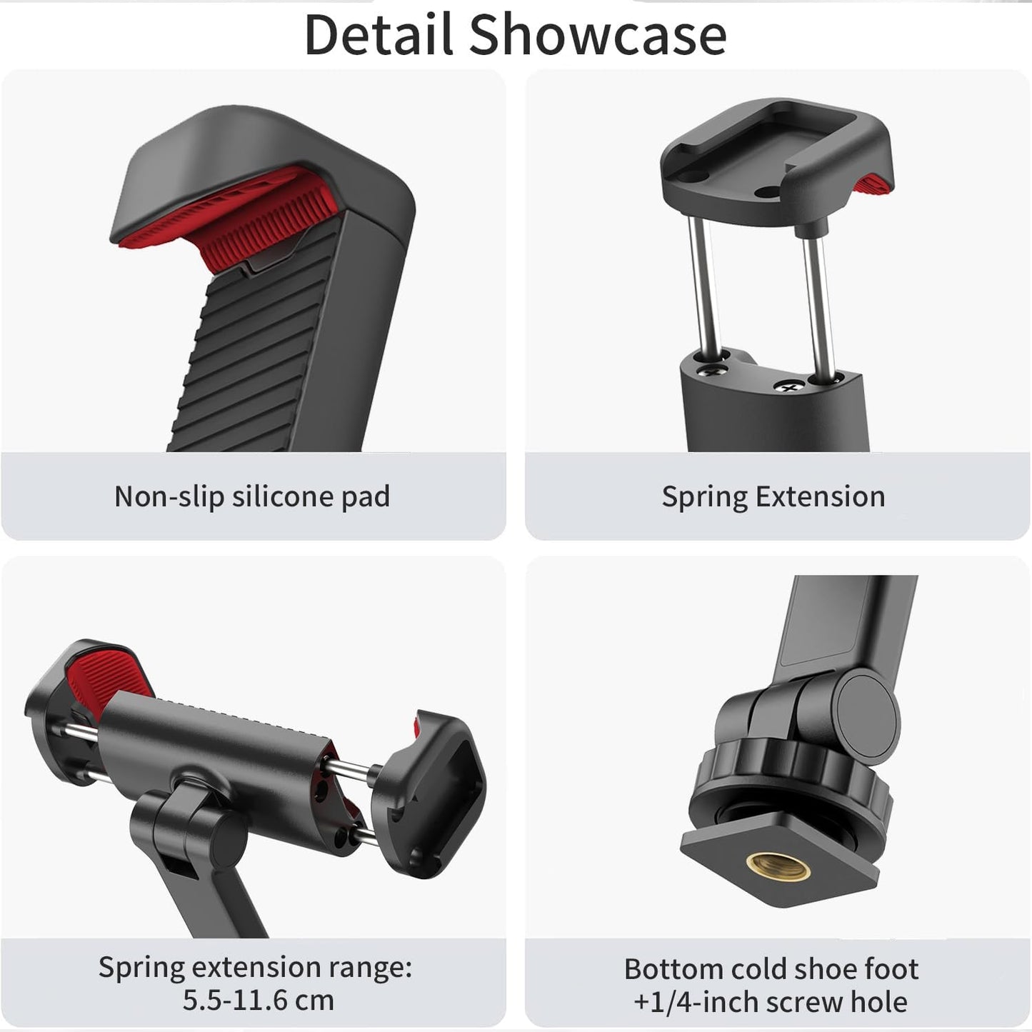 Phone Tripod Mount Holder for iPhone - 2 Cold Shoe and 1/4" Screw, 360