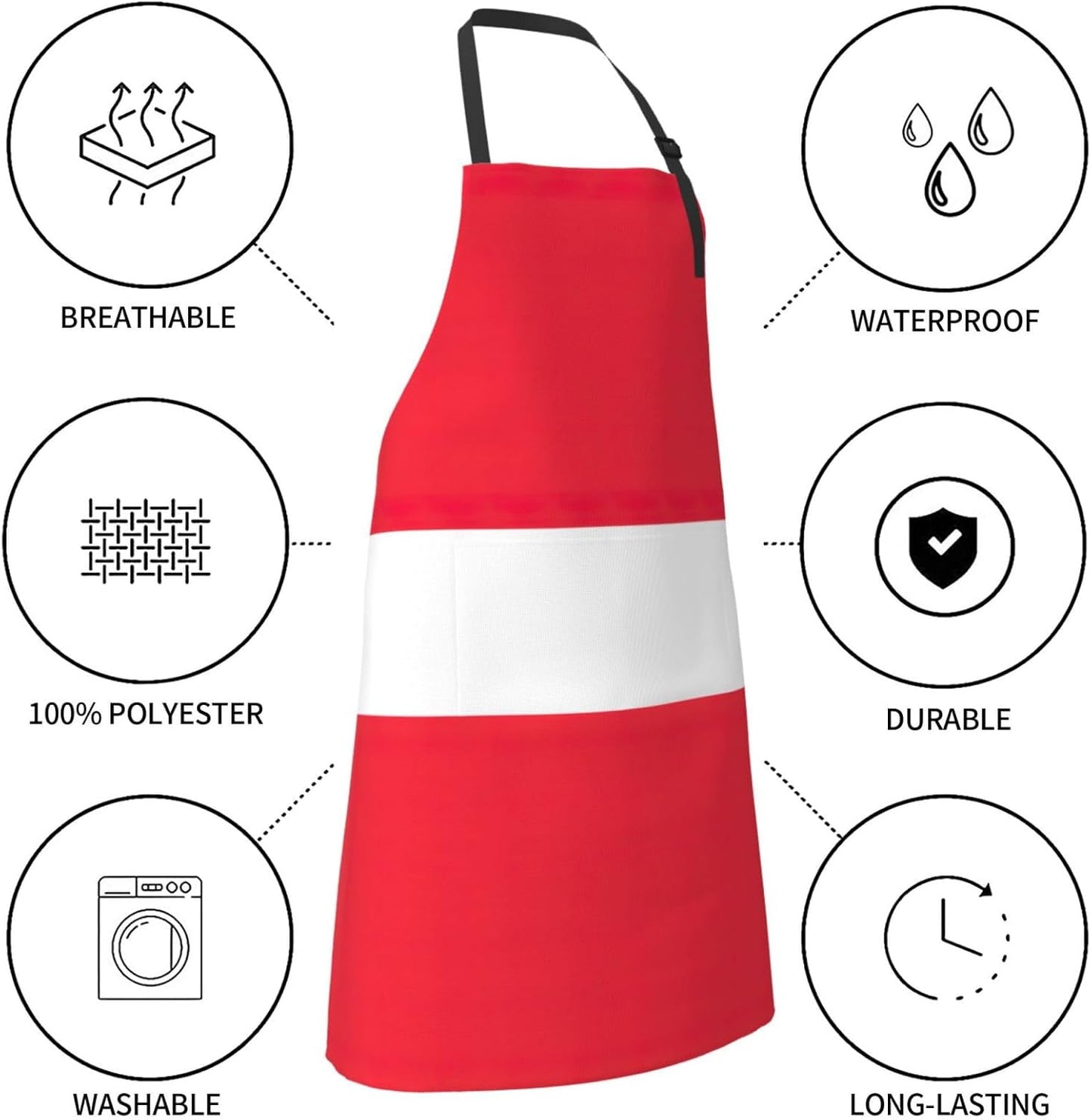 Austrian flag print Waterproof chef's apron with pocket apron for kitc