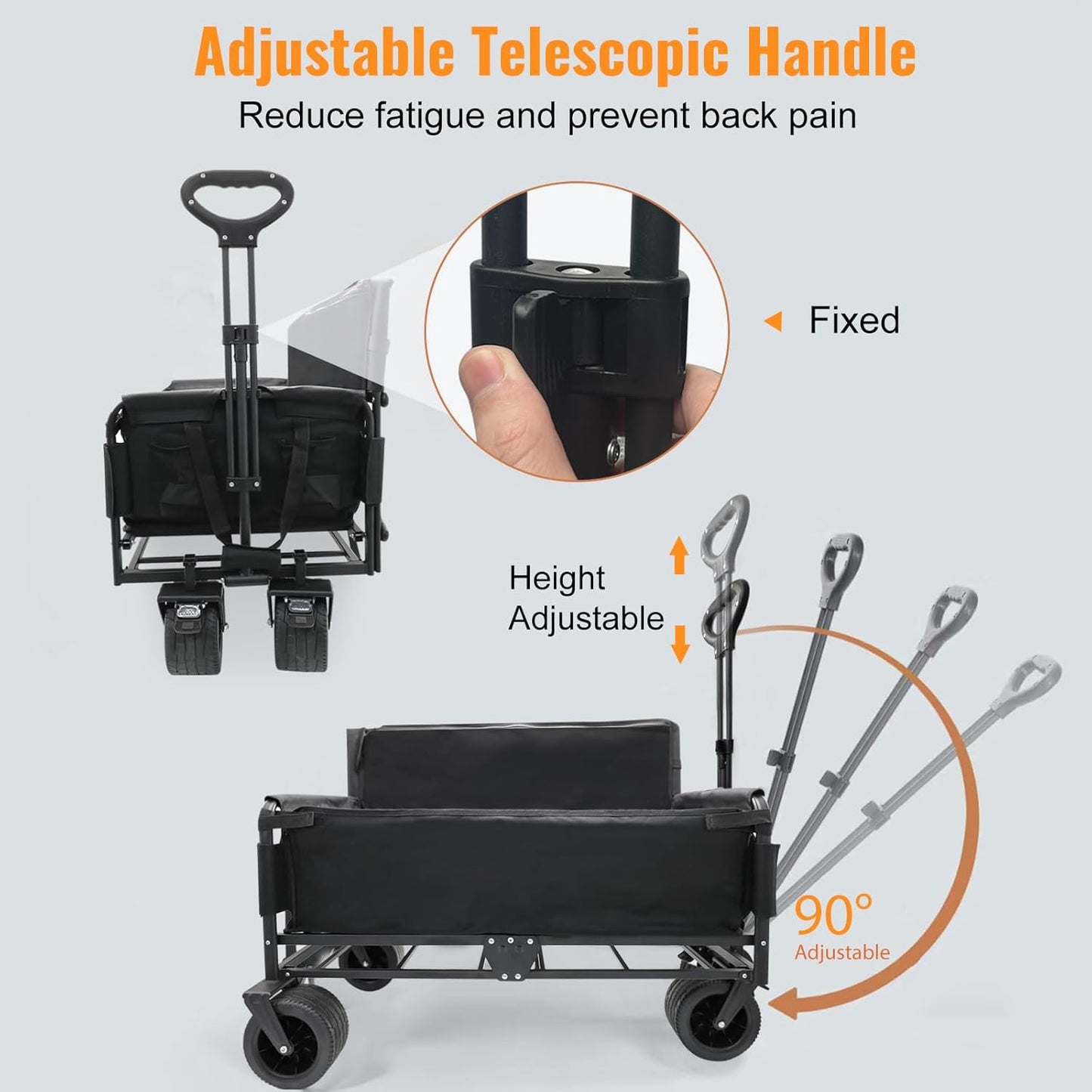 Collapsible Foldable Wagon Cart with Wheels 240L Capacity Folding Sports Wagons, 560LBS Load Large 3-in-1 Grocery Heavy Duty Carts for Sand, Beach, Camping, Fishing