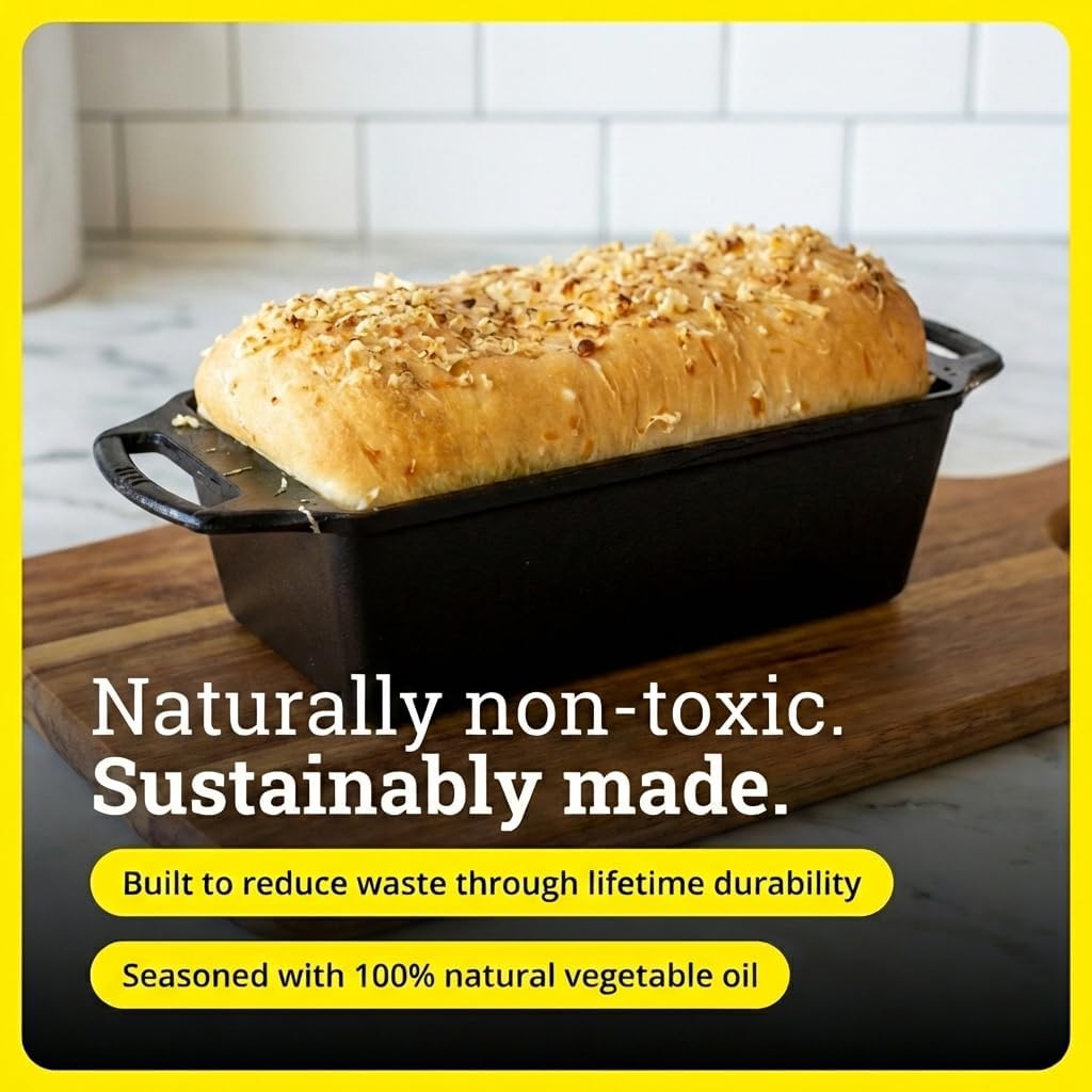Lodge Cast Iron Loaf Pan - 8.5 x 4.5 Inch PFAS-Free Bread Baking Pan -