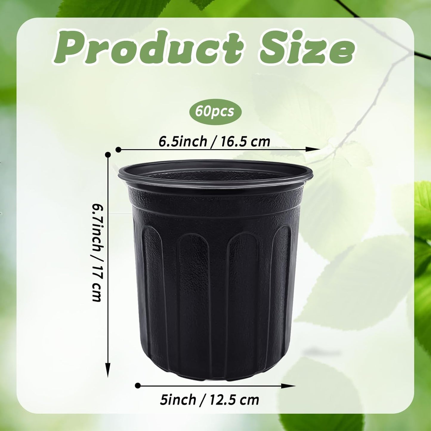 60 Pcs 1 Gallon Plant Nursery Pots,Plastic Seed Starter Pot with Drain
