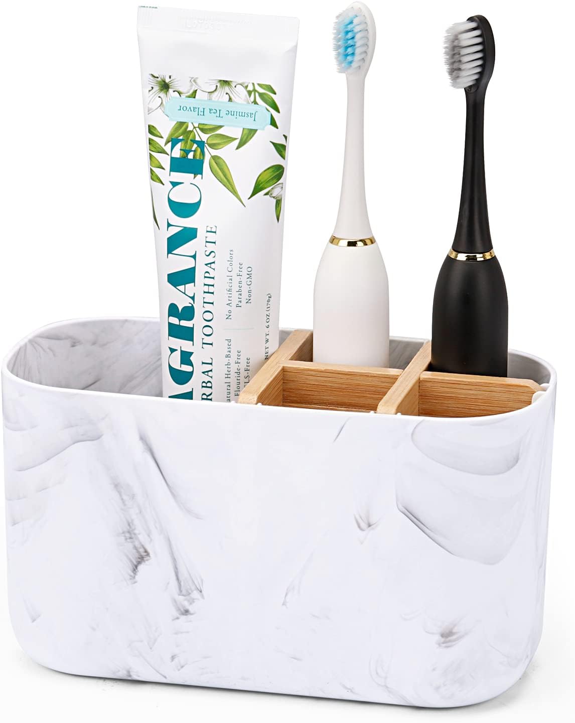 Toothbrush Holders for Bathrooms, 5 Slots Bamboo Toothbrush Holder Kid