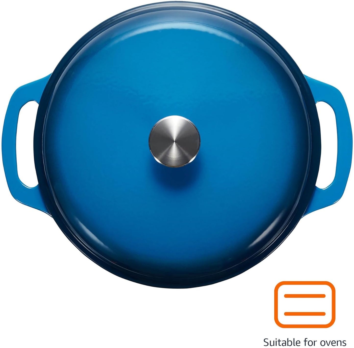 Amazon Basics Enameled Cast Iron Dutch Oven Pot with Lid, Round, Dual 
