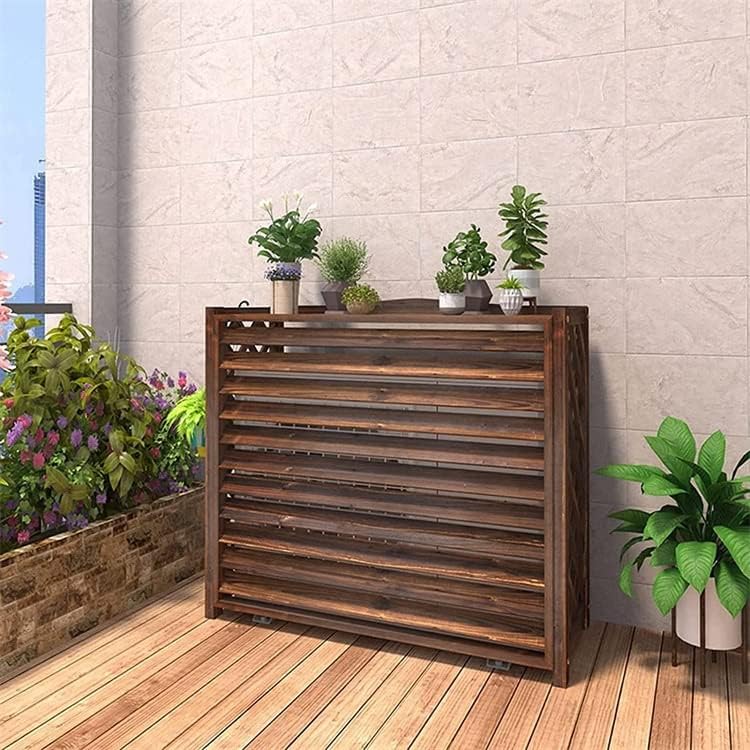 Wooden Air Conditioner Cover Plant Stand Indoor Outdoor Flower Rack for Balcony Display Anti Theft Fence Screen to Conceal Outside Unit Durable and Stylish Rack