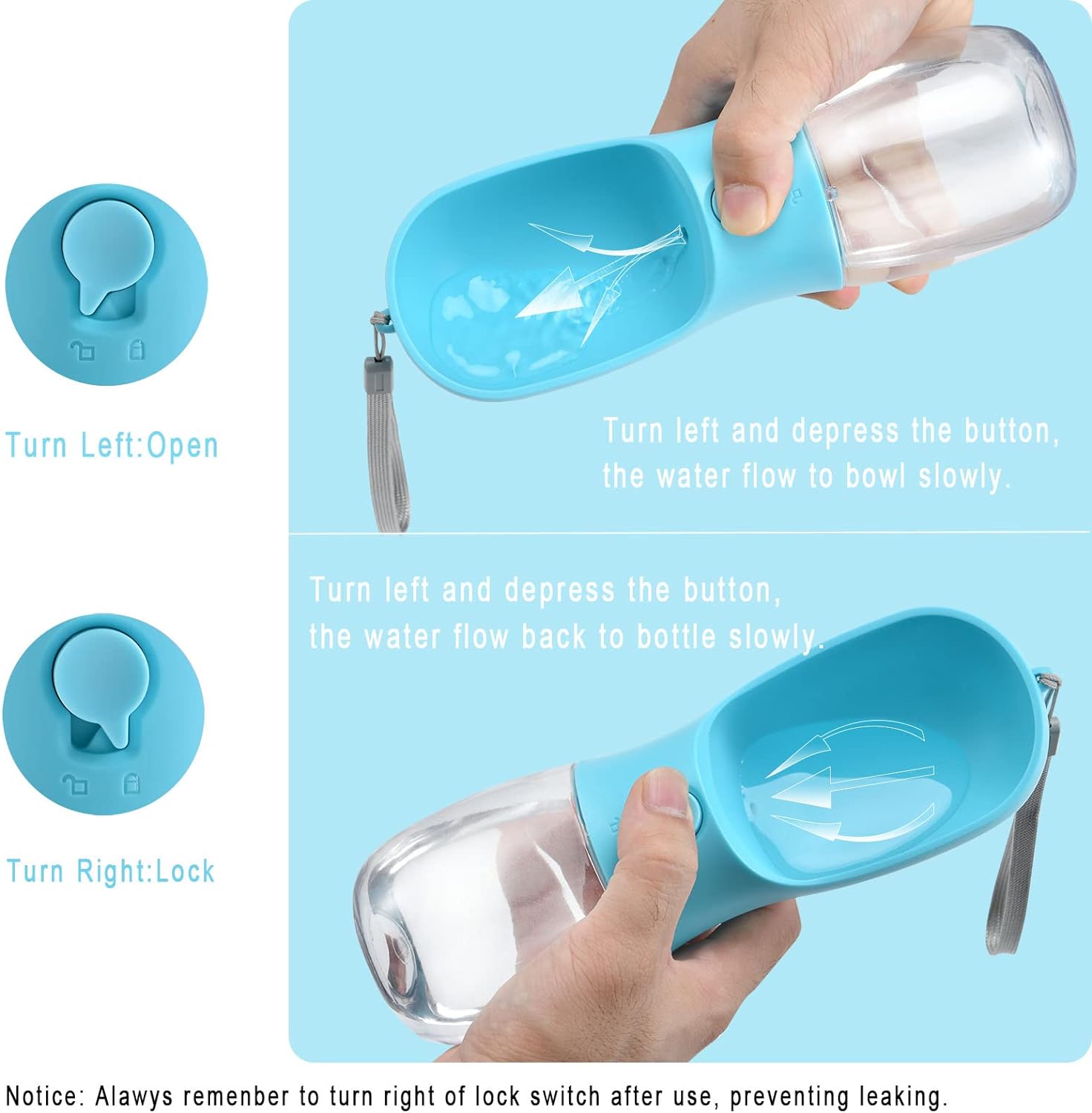 Dog Water Bottle with Food Container, Travel Puppy Water Bowl, Portabl