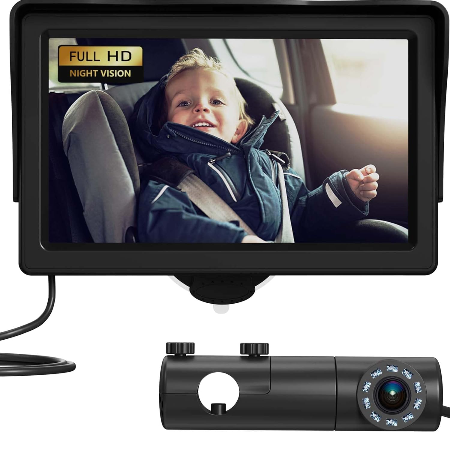 Baby Car Camera, HD Display Baby Car Mirror with Night Vision Feature,