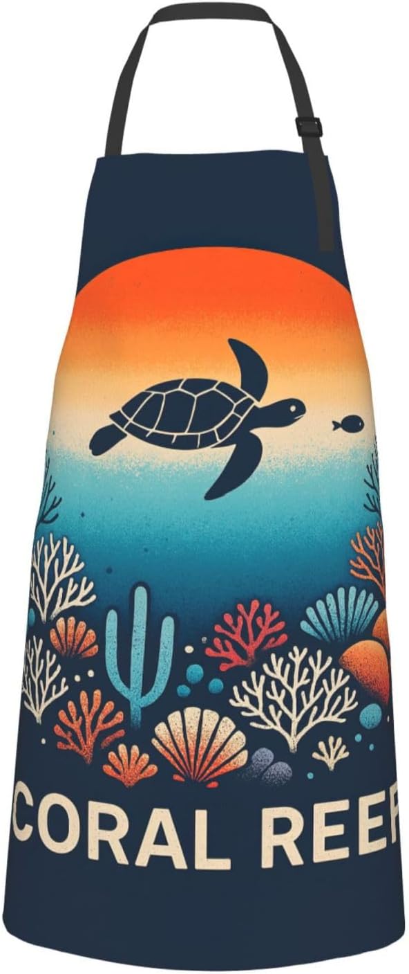 YANYU Coral Reef Print 28x33 In Kitchen Apron Stylish Chef Apron with Pockets for Cooking Baking Painting