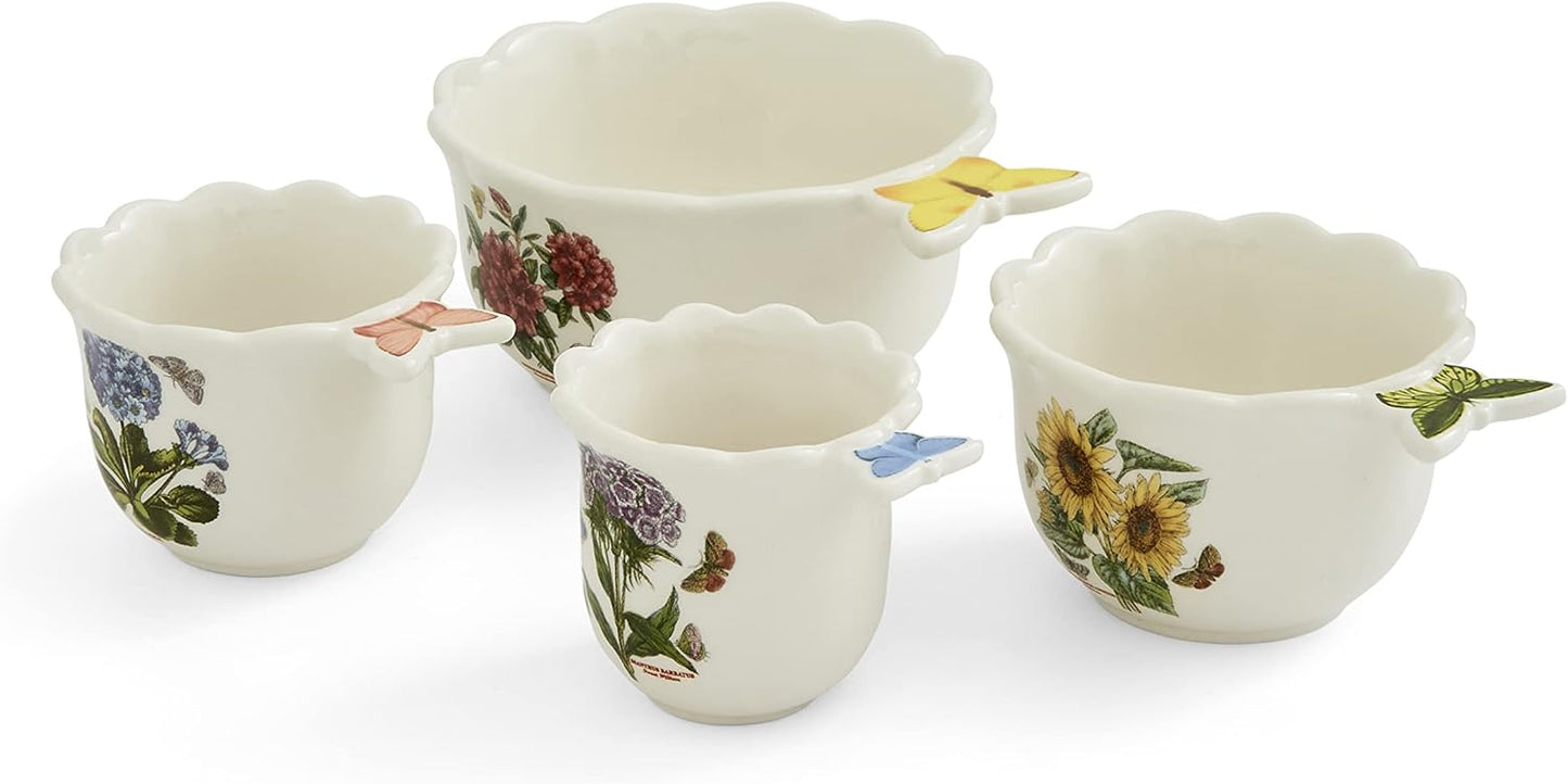 Portmeirion Botanic Garden Bouquet Collection | Set of 4 Measuring Cups | Measuring Cup Set with Assorted Floral Motifs | Made from Dolomite | Microwave Safe